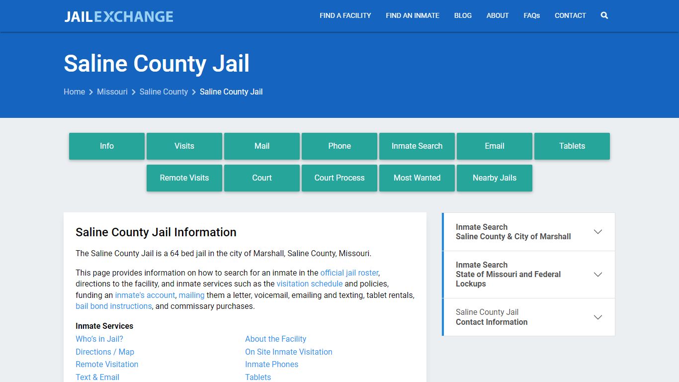 Saline County Jail, MO Inmate Search, Information